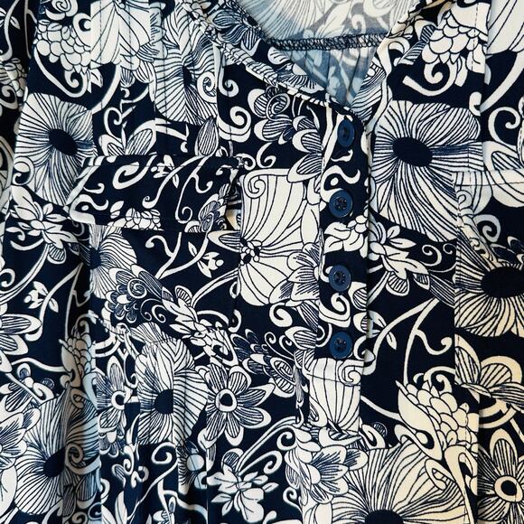 White Mark NavyBlue/White Blouse 1X - Picture 4 of 5